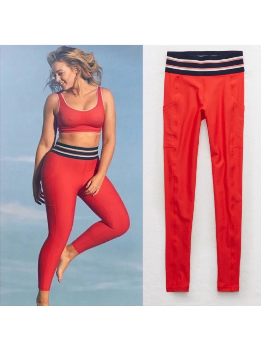 Aerie Move High-Waisted Track Legging In Red Small